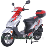MC-T34 50cc Moped Scooter with Automatic CVT Transmission, 10" Wheels, Electric/Kick Start! Rear Trunk!