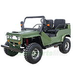 GK-W014 125cc Jeep Go Kart with 3-Speed Semi-Automatic Transmission w/Reverse, Big 18" Chrome Wheels! Assembled In Crate!