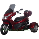 Q6 50cc Trike Scooter with Automatic Transmission, with Windshield and Rear Trunk! Front 14"/Rear 10" Wheels!