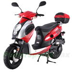 MC-T07 150cc Moped Scooter with Sports Style, 12" Black Wheels, Hand Brake! Electric/Kick Start! Rear Trunk!